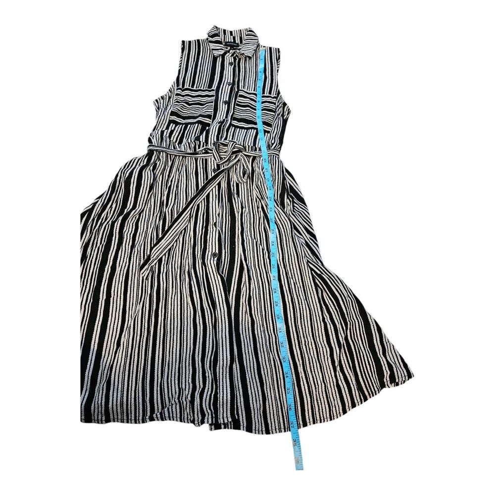 Who What Wear XS Black, White Striped Button Up Sleeveless Collared Midi Dress - Picture 11 of 11